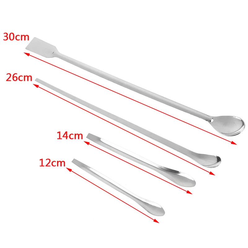 30/26/14/12cm Edelstahl Lab Micro Spachtel Medizin Löffel Pille Halter Schaufel Apotheke