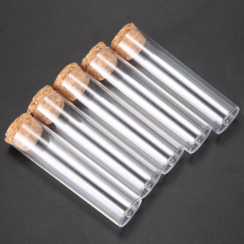 50Pcs/Pack 25X95mm Flat Bottom Tea Plastic Test Tube Drosophila Vials Culture Tube with Cork Stoppers