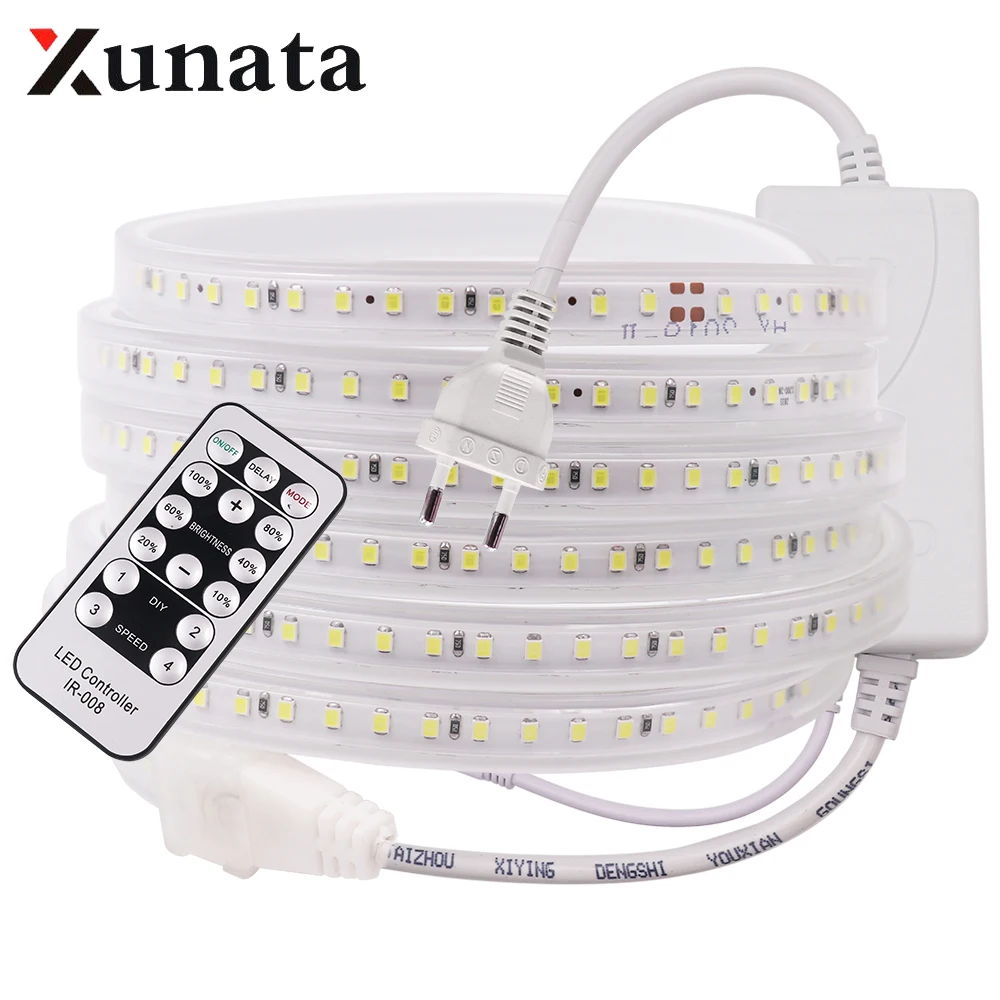 tira conduzida a prova impermeavel agua dimmerable 2835 120leds branco branco quente alta seguranca interior lampada ao ar livre mais ue eua plug 220v 110v 01