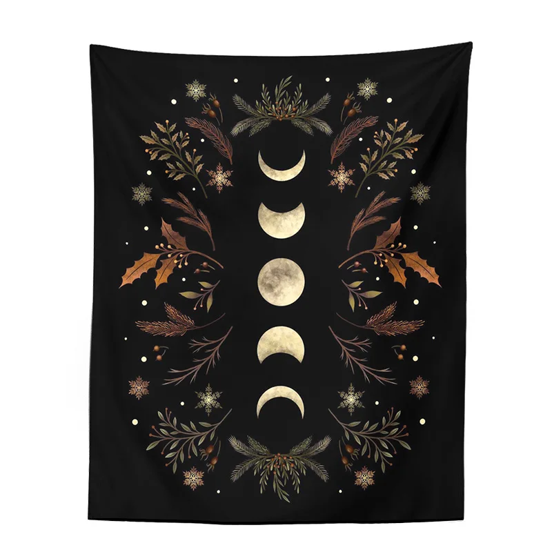 Moon Phase Tapestry Boho Decor Wall Tapestry Room Black Carpet Psychedelic Tapestries Boho Room Wall Decor Home Decoration Wall