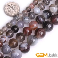 Natural Stone Bead Botswana Agates Round Beads For Jewelry Making Strand 15 inch DIY Jewelry Loose Bead For Women Gifts