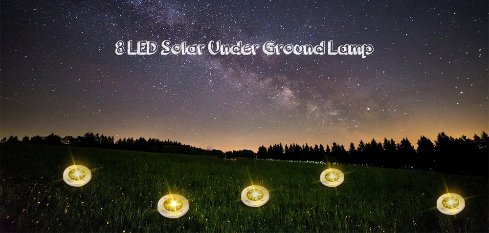 8 LED Solar Lawn night Light Decor outdoor waterproof water resistant under ground lamp bulb