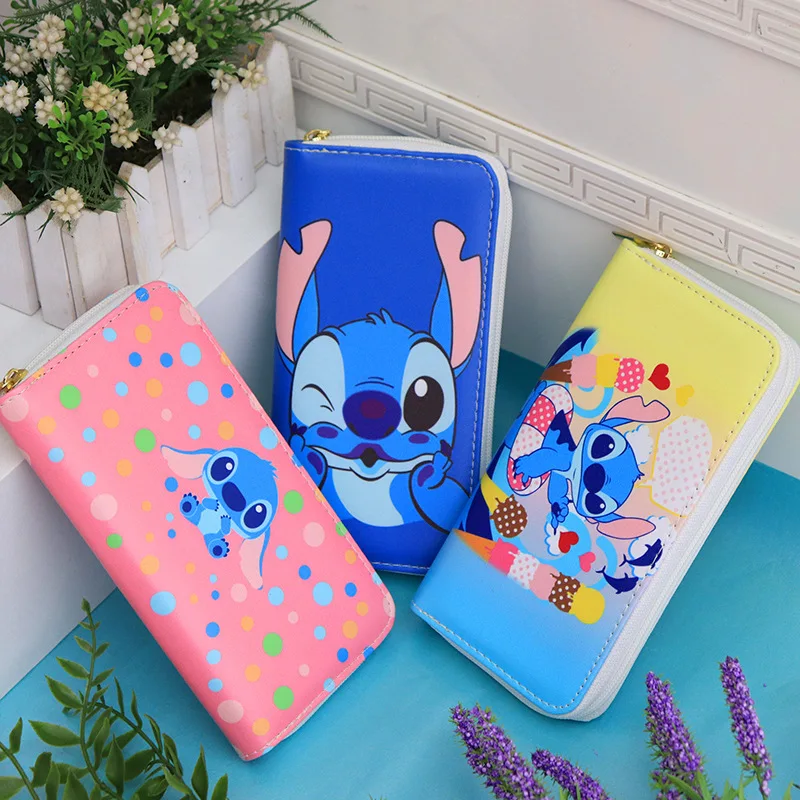 Disney-monedero con estampado de Lilo Stitch para niños, monedero de Mickey Mouse, Elsa, Princesa, figura de acción, bolso de mano de dibujos animados, regalo de cumpleaños