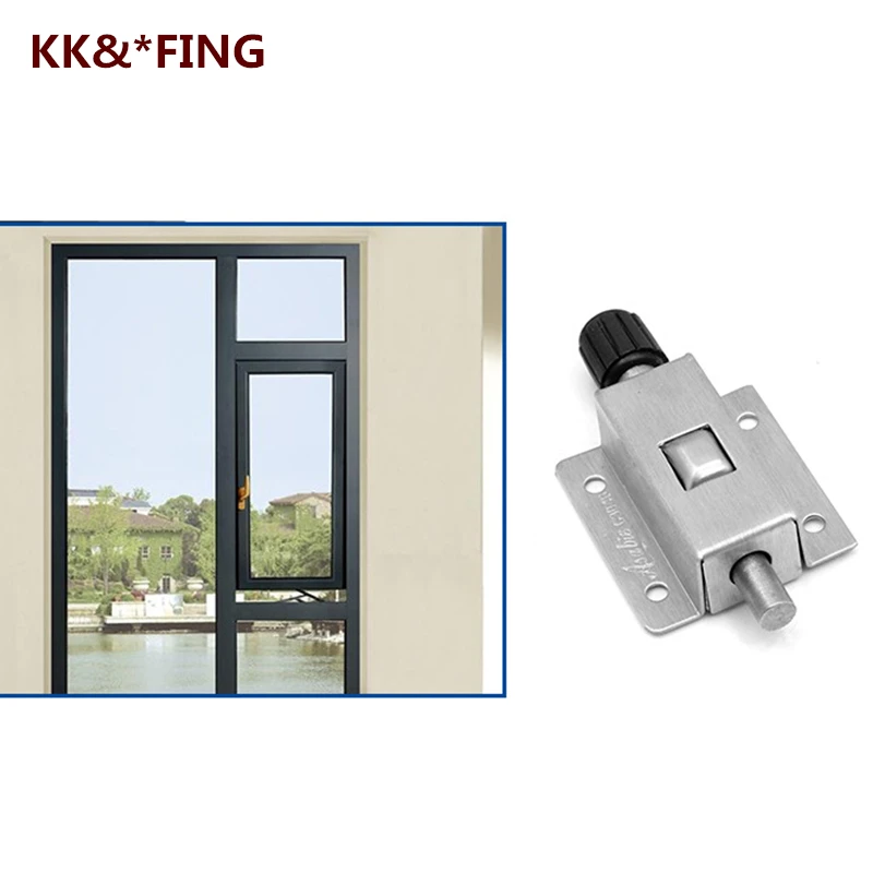 KK&FING 1PC Stainless Steel Automatic Bolt Anti-theft Door Bolt Anti-locking Door Buckle Spring Bolt Safety Door Locks Latch