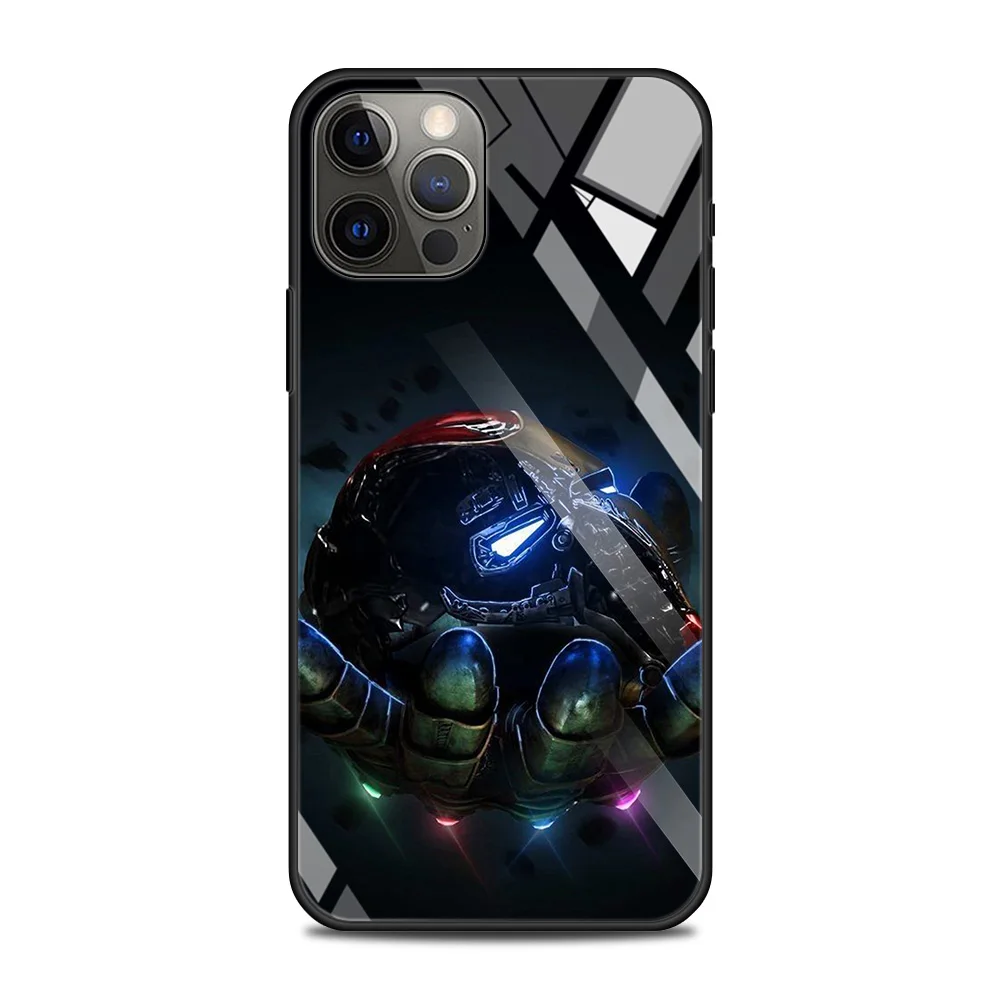 Custodia per telefono in vetro temperato Marvel Iron Man per iPhone 15 14 13 12 11 Pro Max XS Max XR X 7 8 6 6S Plus 13 12 Mini Cover posteriore