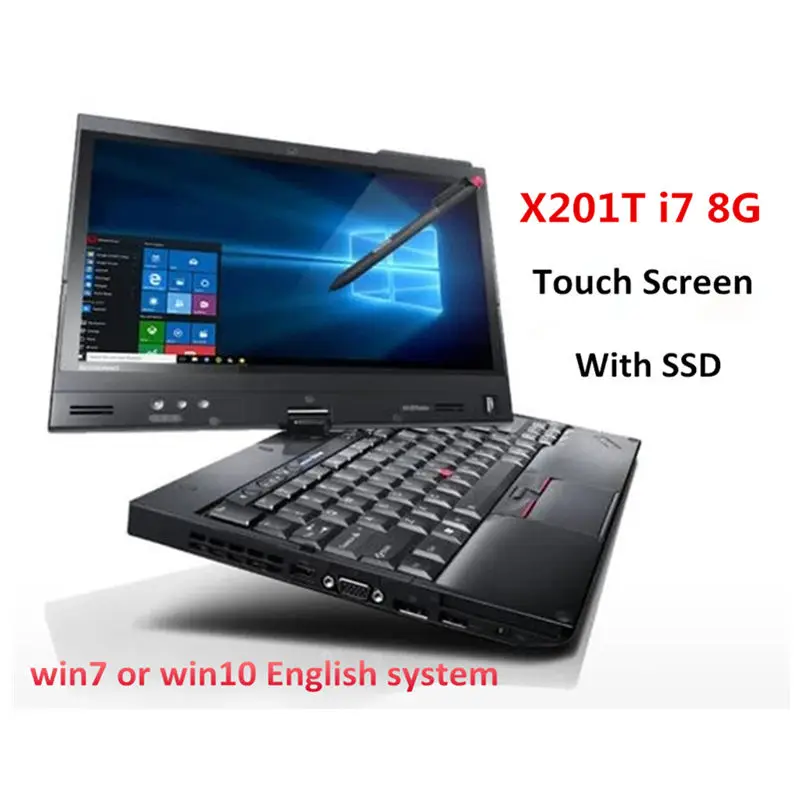 2021 Used Laptop Computer thinkpad for lenovo x201t i7 8g Touch Screen Car Diagnostic with SSD work for Mb Star C4 for Icom NEXT