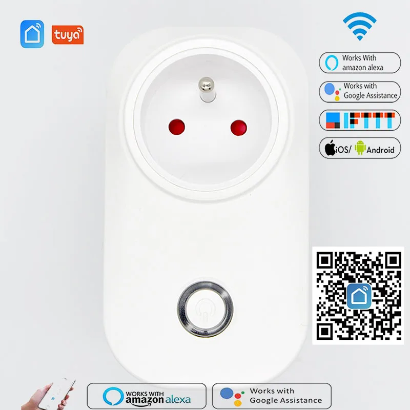 

Tuya16A Wi-Fi Smart Socket Монитор питания с приложением Дистанционное управление Голосовая поддержка для Alexa и Google EU/AU/Brazil/Israel Plug