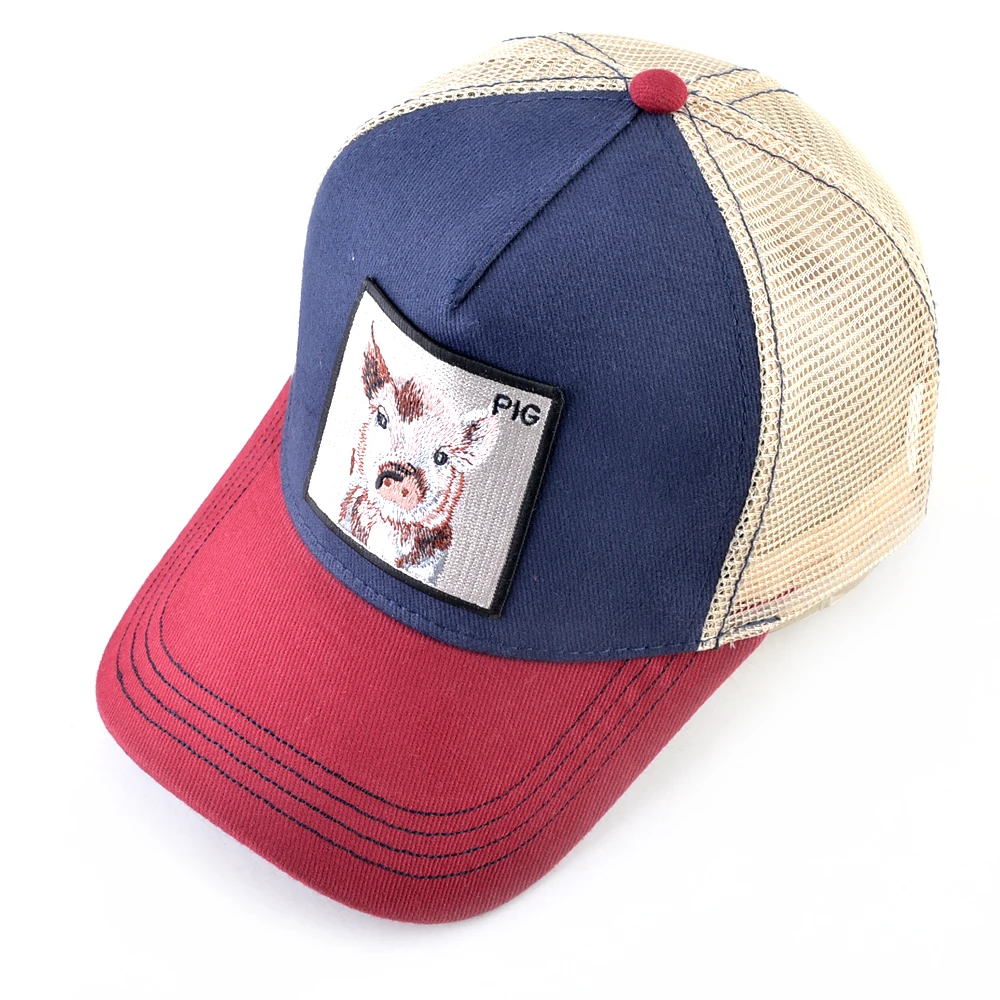 Embroidered Pig pattern Baseball Cap men Mesh Snapback cap summer sun hats for women Hip Hop cap Visor Trucker Hat bone