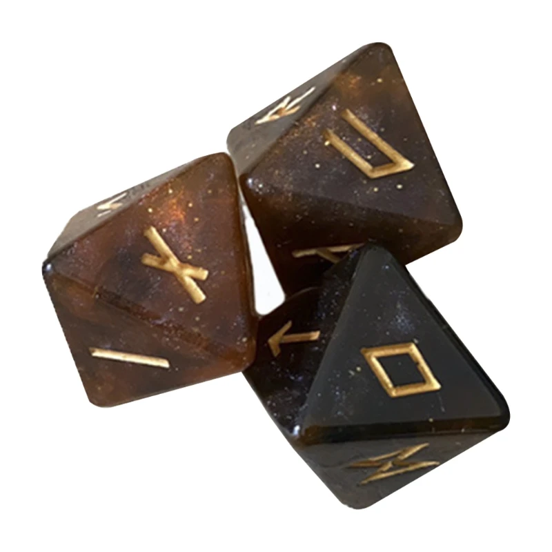 2024 Top 8-Sided Rune Dices Resin Assorted Polyhedral Dices Set Polyhedral Divination Table Board Roll Party Playing Game Dices