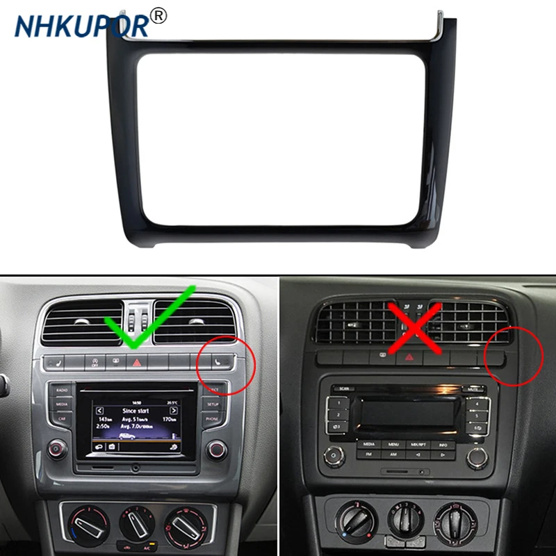 Kit de marco de DVD de Radio de coche 2 Din para VW POLO, tablero Interior ABS, consola central, embellecedor de bisel, Panel de placa frontal, Fascia, 2014-2017