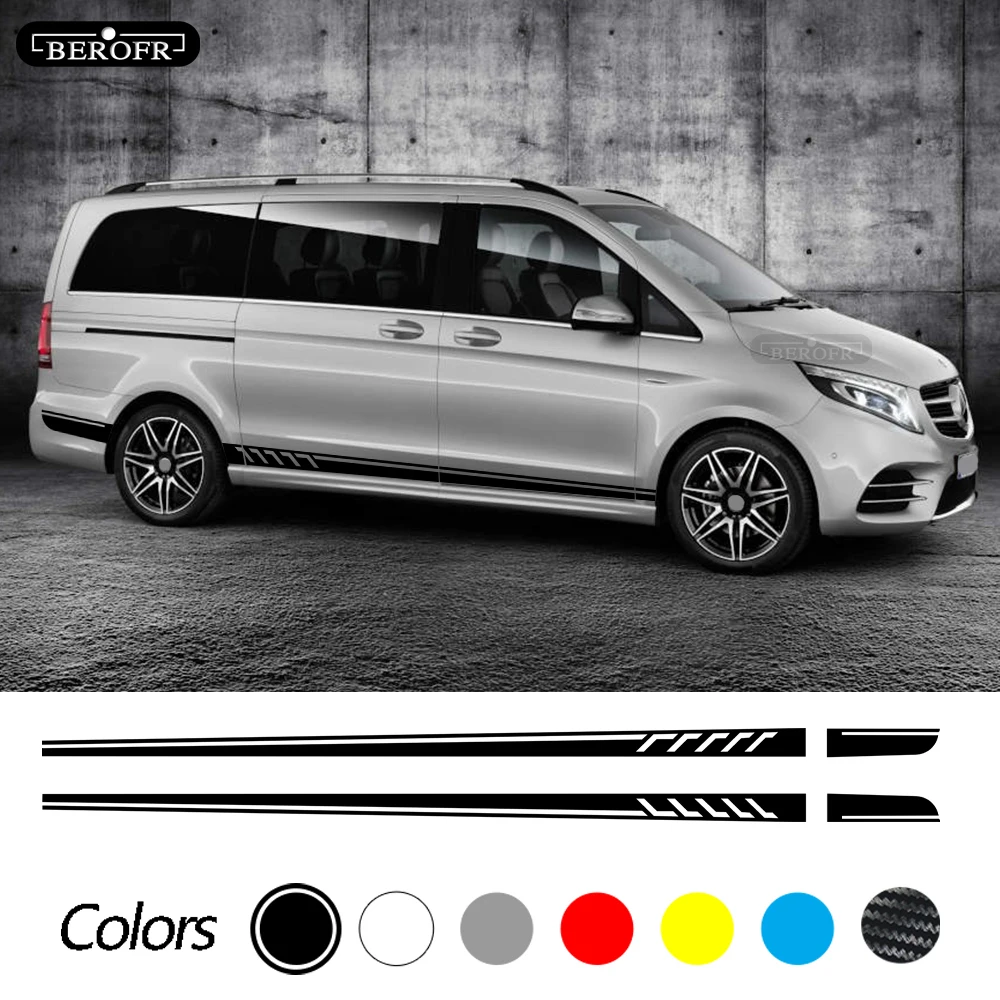

2pcs for Mercedes Benz Vito V Class W447 AMG Edition 1 Car Styling Side Long Sticker Door Skirt Stripe Vinyl Big Decal Sport