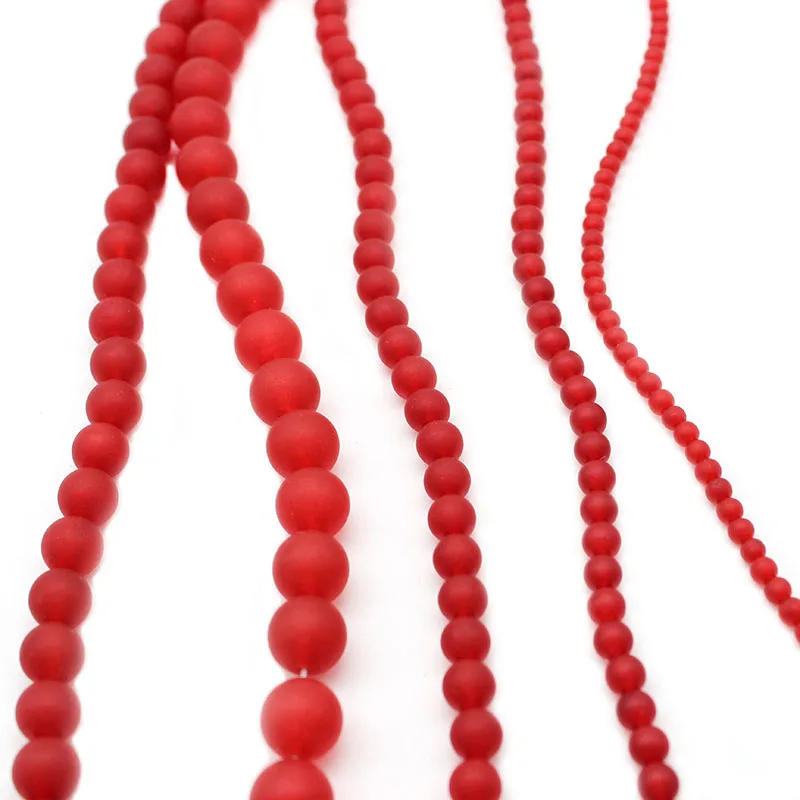 Natural Stone Matte Frosted Red Chalcedony Loose Round Spacer Beads 4 6 8 10 12 MM Fit DIY Beads For Jewelry Making DIY Bracelet