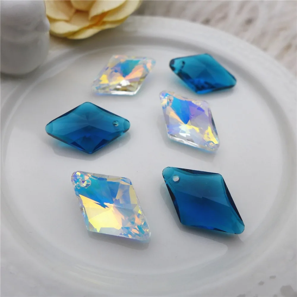 Retro Style Colored Glaze Diamond Pendant Piece, Crystal Glass, Colorful Pendant, DIY Lighting Accessories, 20Pcs