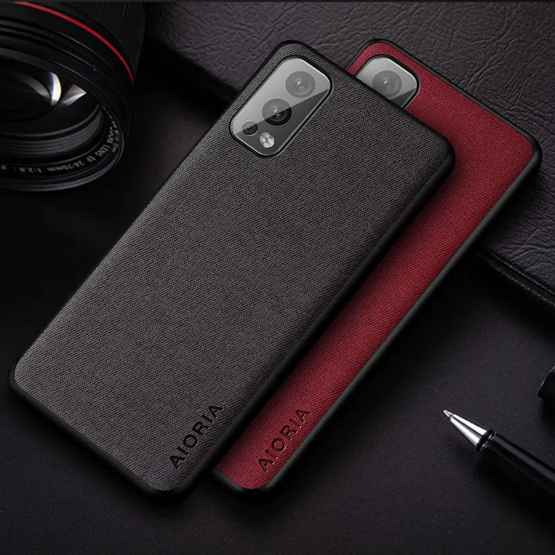 Case For Oneplus Nord 2 CE N200 8 Nord Solid Color Textile Leather Phone Cover for Oneplus nord 2 CE N100 N200 case