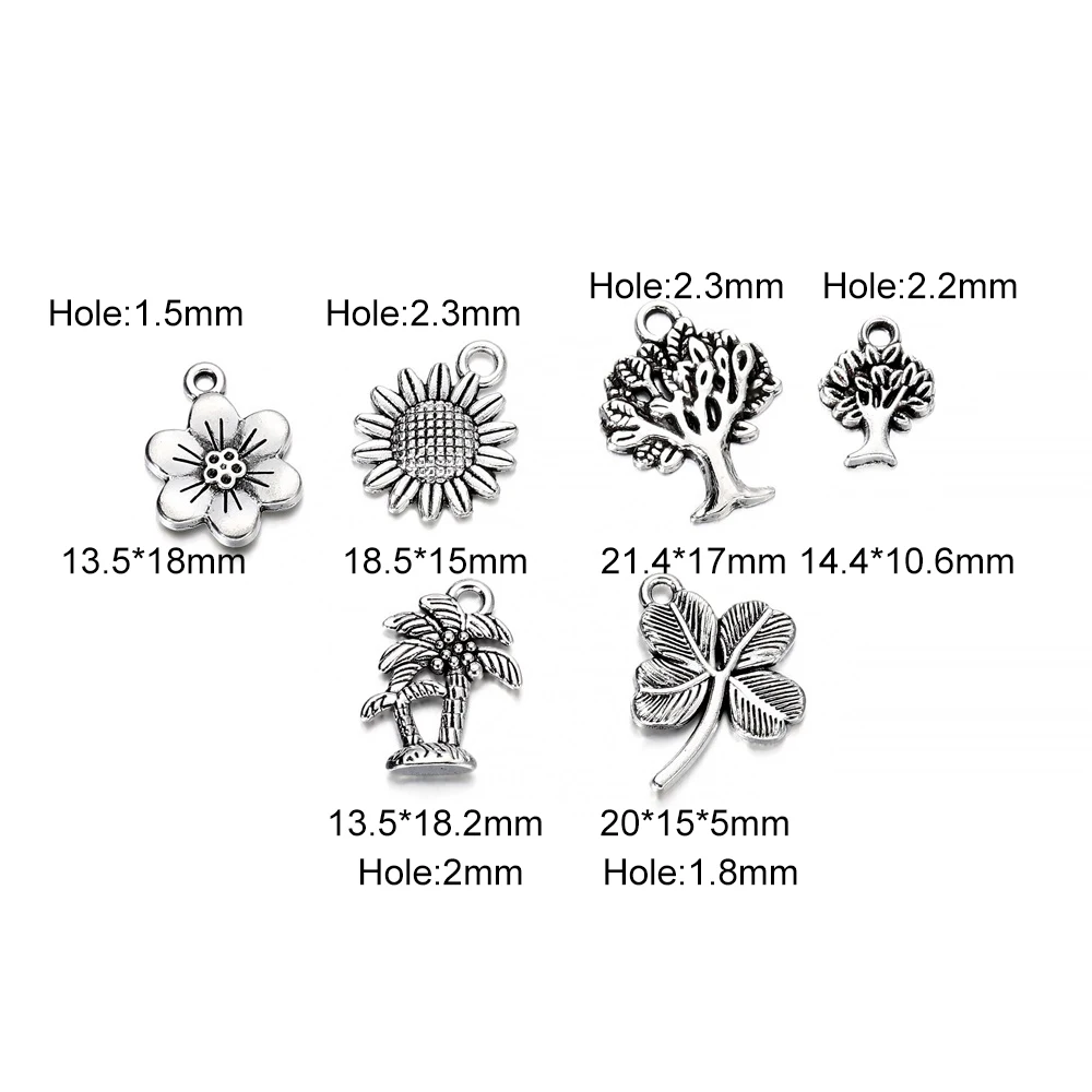 6pcs/Pack Tibetan Silver Charms Metal Plant Connectors Pendents Plating Handmake For DIY Jewelry Making Findings Accessories