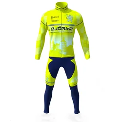 BJORKA winter men long sleeves bib pants suit roupa de ciclismo fleece warm bike road racing apparel team riding bicycle sets