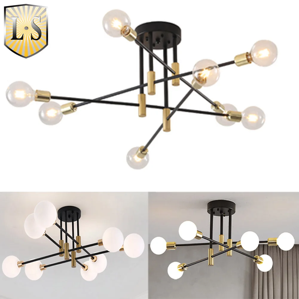 Plafonnier LED au design nordique moderne et créatif, disponible en noir et en or, luminaire d\'intérieur, idéal pour un plafond