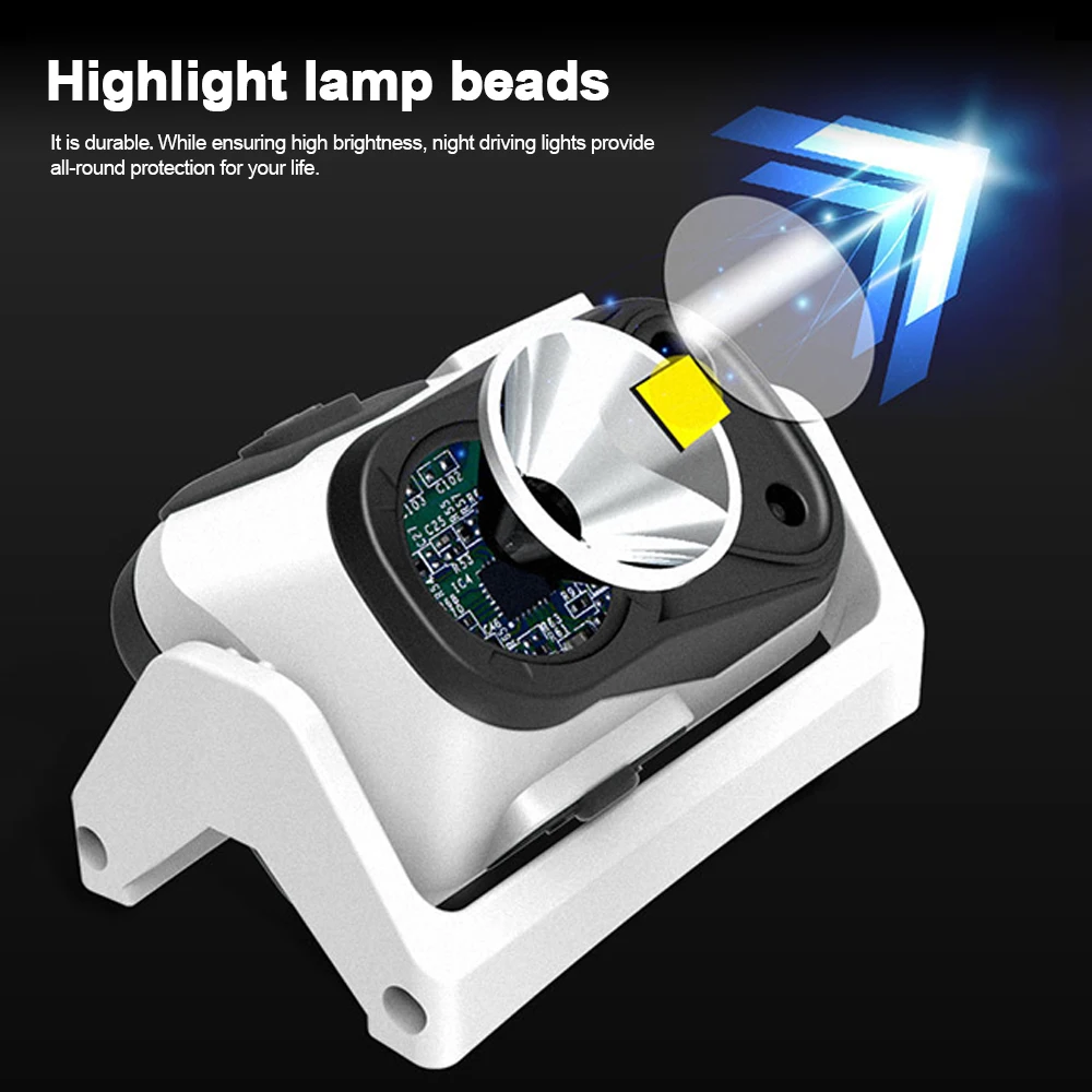 Mini LED XPG Motion Sensor Headlamp USB Rechargeable Night Fishing Head Light 4 Light Modes Powerful Camping Light