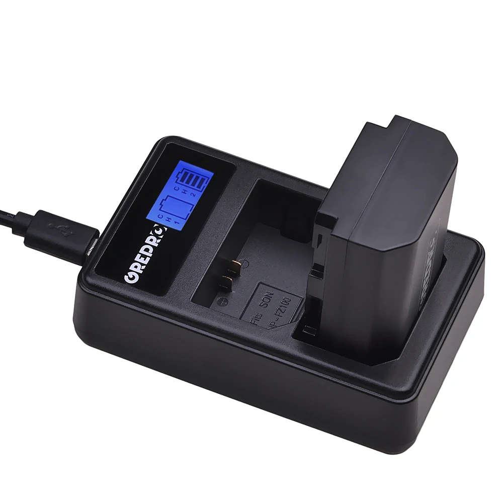 Bateria de câmera + carregador lcd duplo, para sony alpha 9 a9 9r a9r 9s a9s a7riii a7r3 7rm3 a7m3, 3 peças