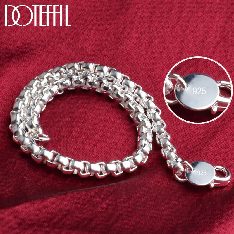 

DOTEFFIL 925 Sterling Silver Gold 4MM Round Lattice Chain Bracelet For Women Men Wedding Party Fashion Jewelry