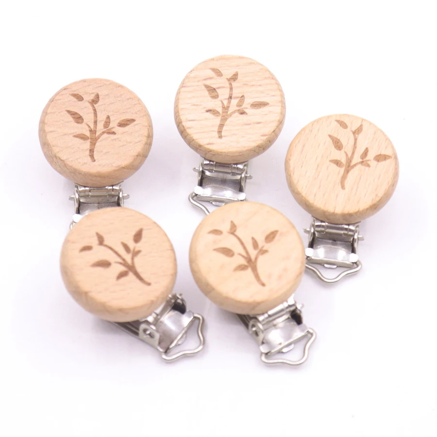 10Pcs/Lot Good Grade Beech Wooden Clip for Soother Teether Feeding Care Nipple Holder Dummy Clip Pacifier Chain Accessory