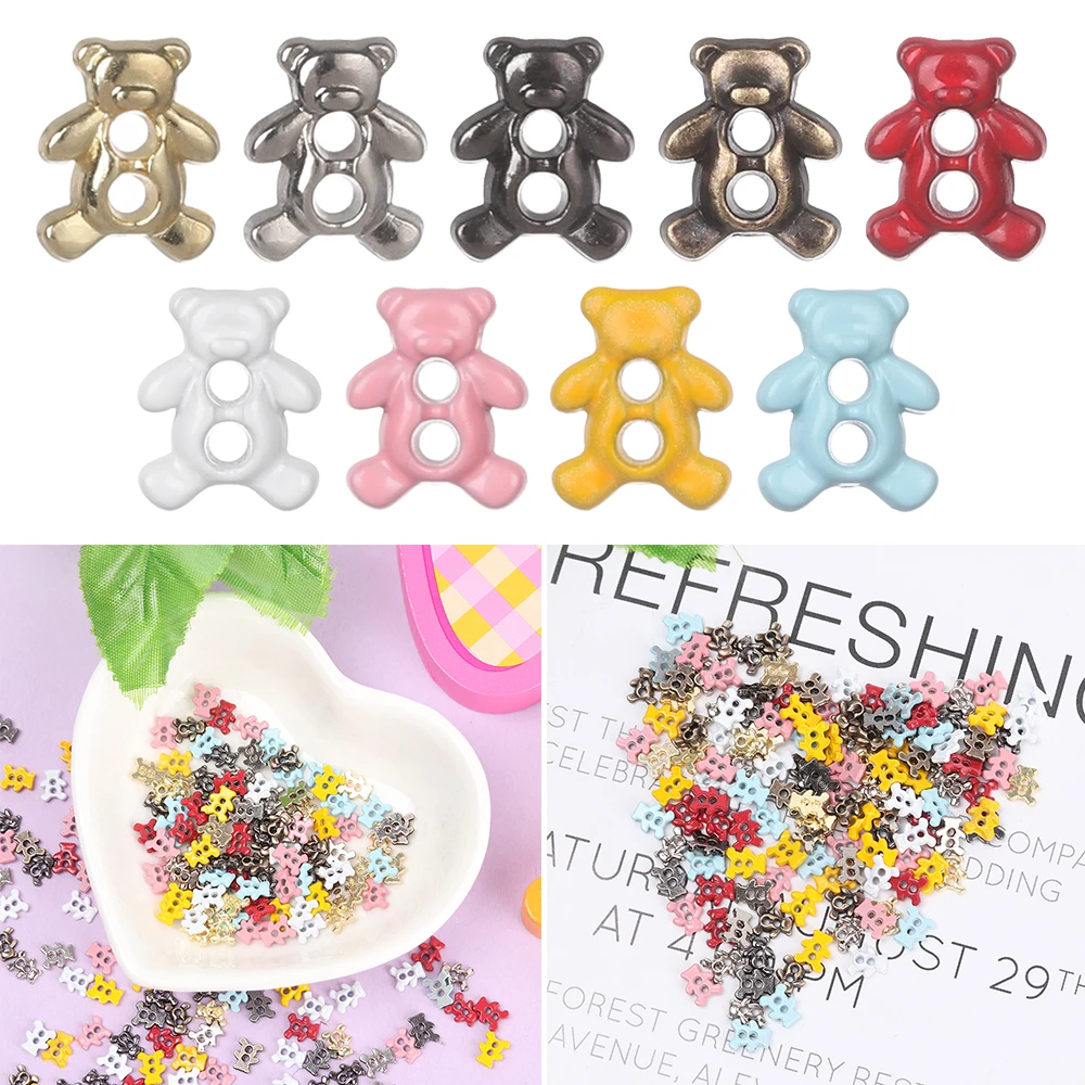 20PCS Cute Mini Decor Buttons Metal Buckles Bear Button DIY Doll Clothes Tiny Craft buttons Clothing Sewing Accessories