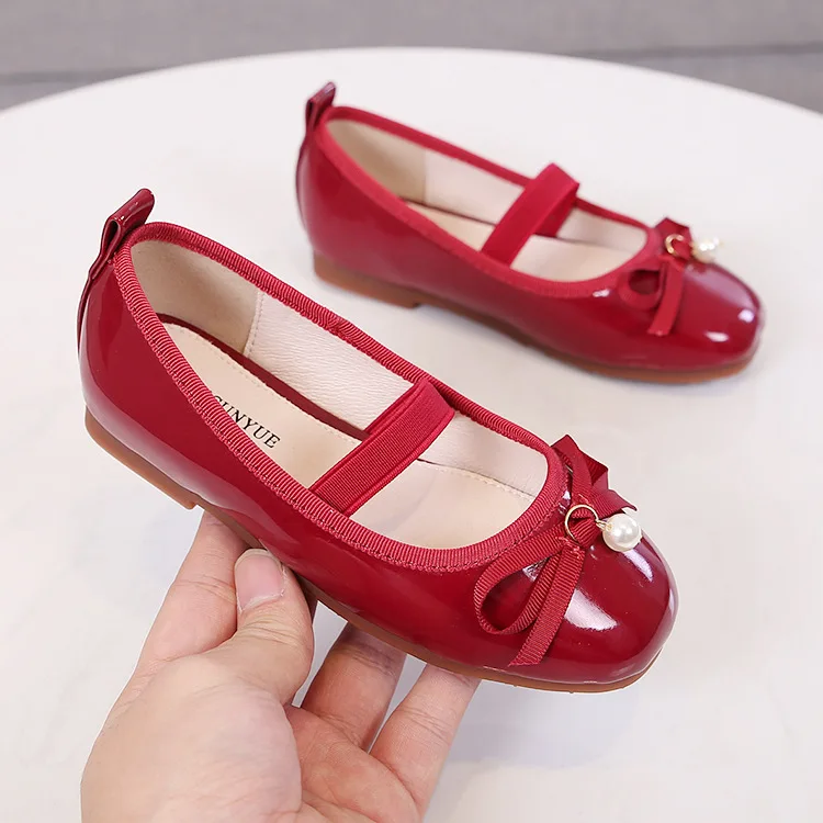 Moda Per Bambini Scarpe di Cuoio Per La Ragazza Della Principessa Dei Pattini Del Partito di Cerimonia Nuziale Della Farfalla Scarpe Balck Rosa