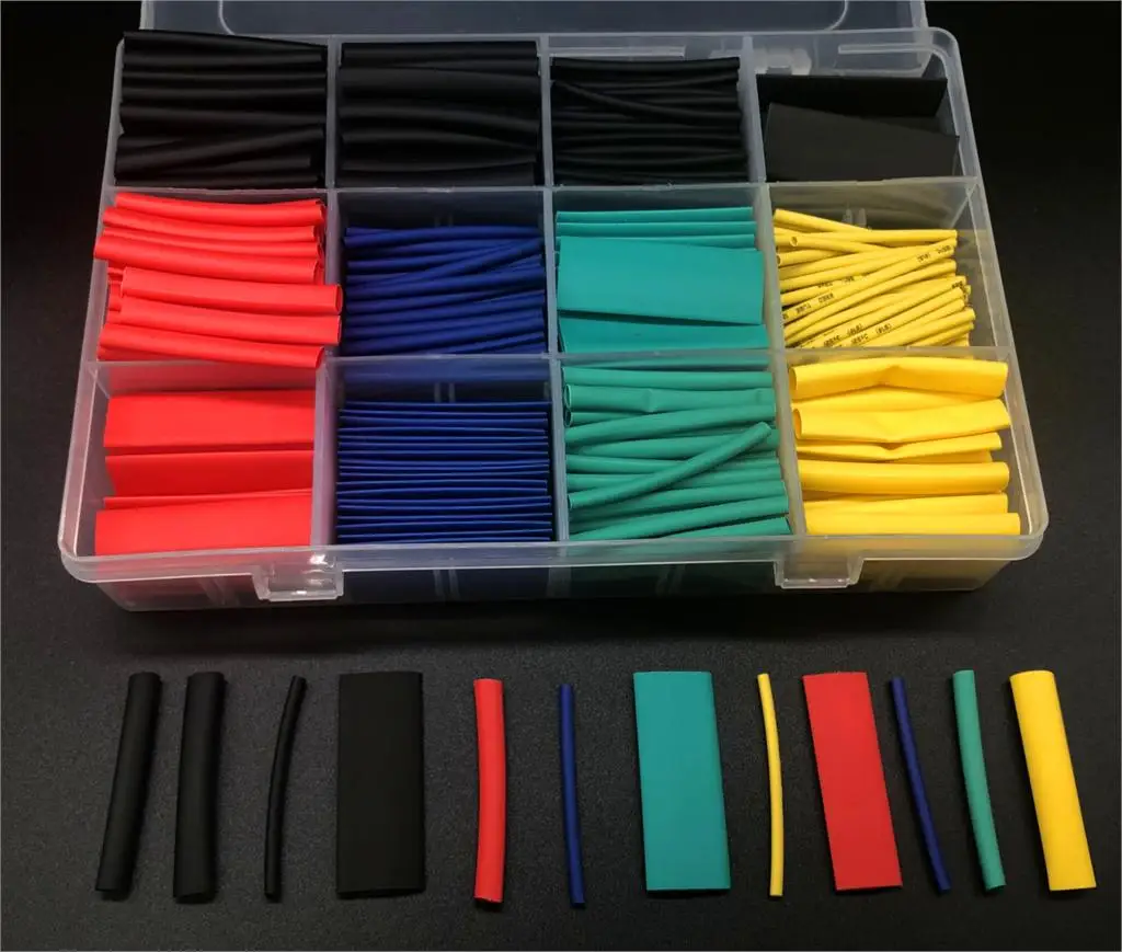 530PCS Heat Shrink Tube Tubing Insulation Shrinkable Tube Assortment Electronic Polyolefin Wire Cable Sleeve Kit