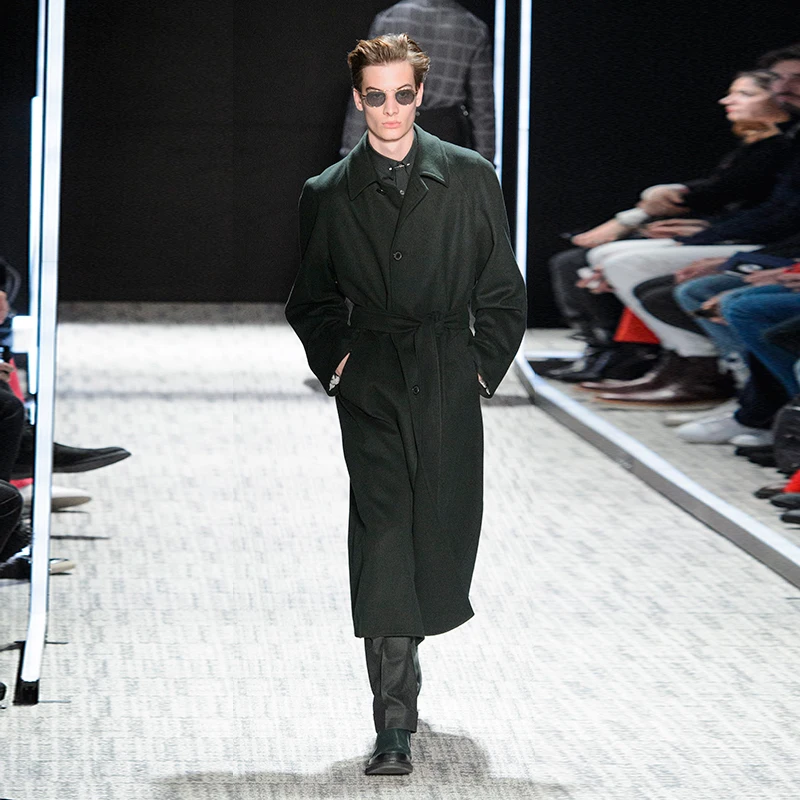 

Men's woolen coat casual fashion 2020 autumn and winter new style long loose and simple woolen coat in Europe and America