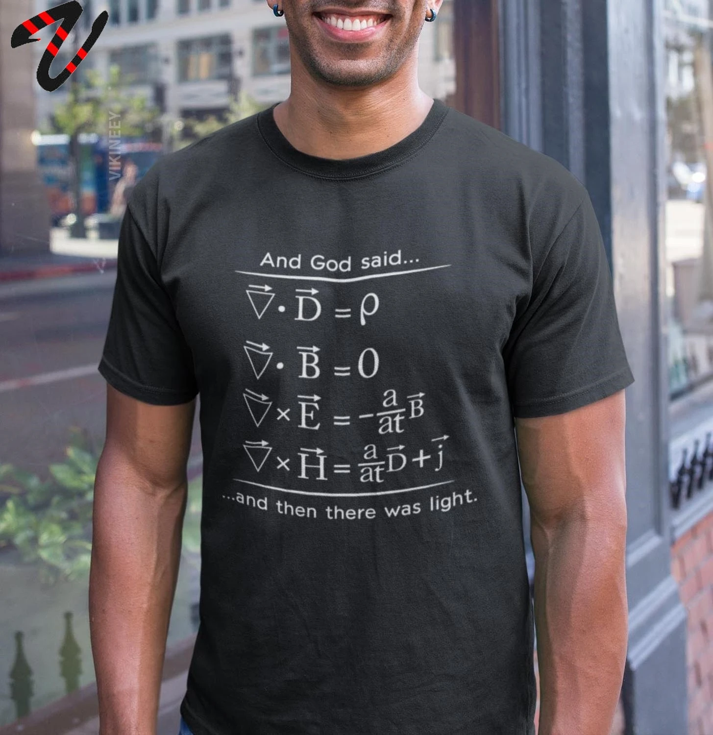 Physics T shirt God Says Equations And Then There Was Light Nerd Design Premium Cotton Science Tshirt EU Size Man