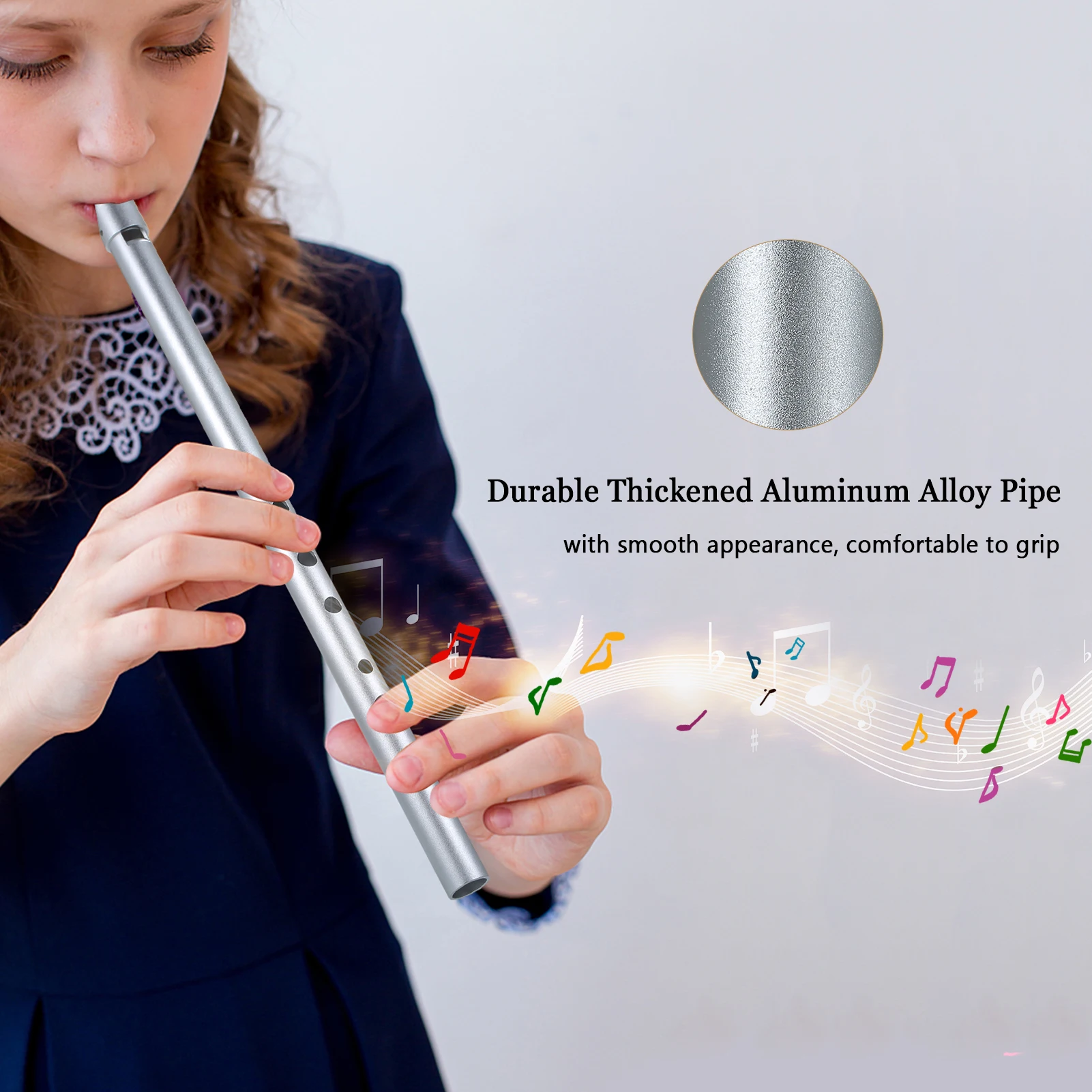 Irish Whistle Traditional Tin Penny Whistle 6 Holes Flute Wind Music Instrument for Beginners Intermediates & Experts- Key of C