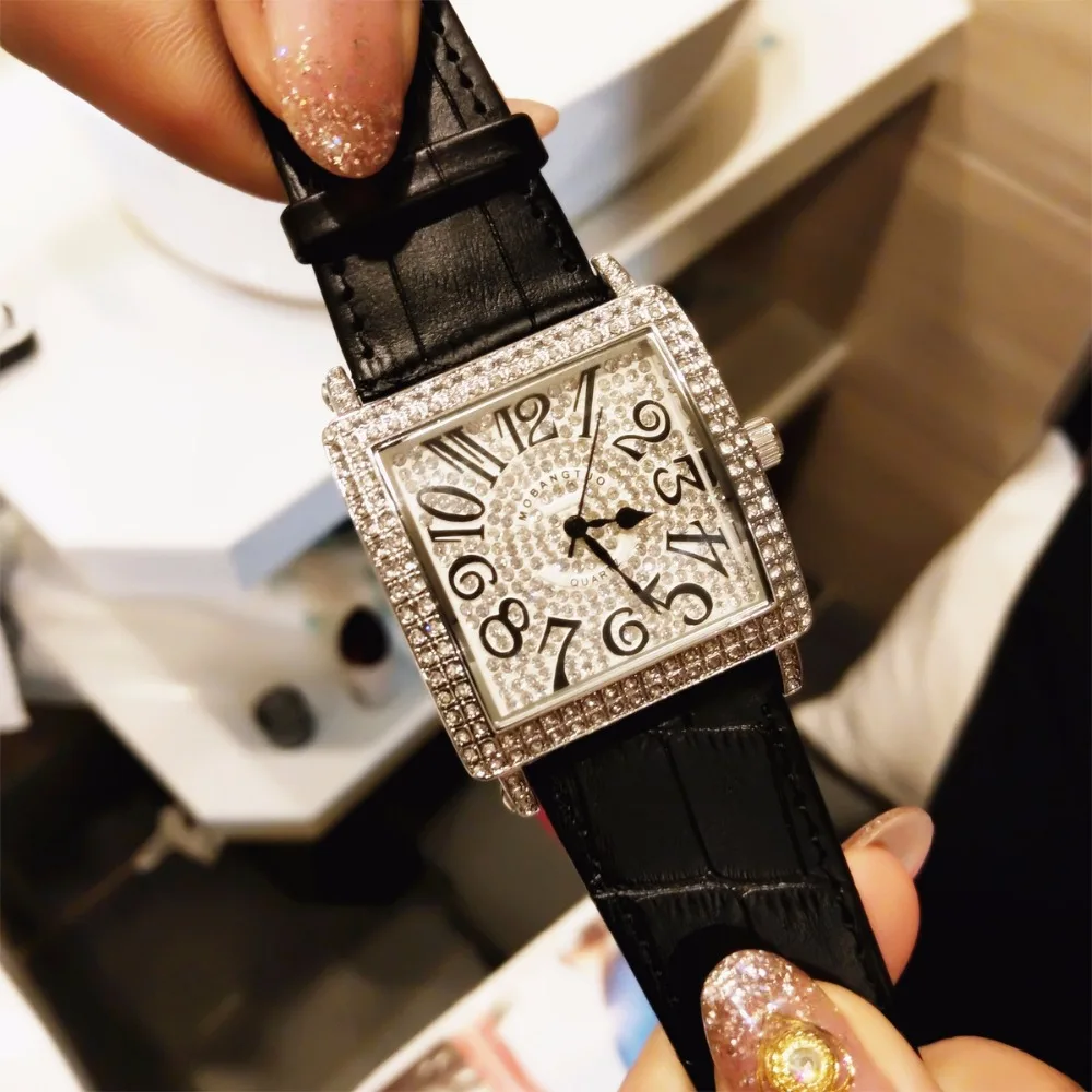 Women Watch Exquisite Luxury Diamond Quartz Ladies Fashion Leather Bracelet Wrist Watches Saat Relogio Feminino Reloj Mujer