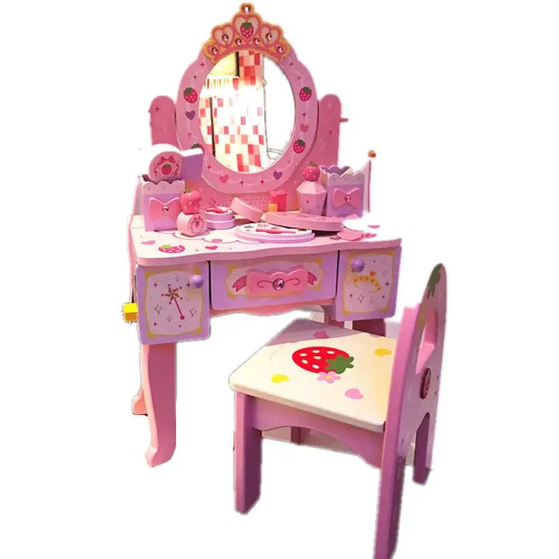 Girl's Birthday 61 Gift Princess Simulated Dressing Table Children Home Wooden Toys