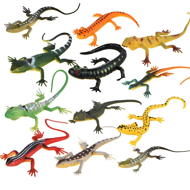 12pcs Model lizard toy Reptile Simulation plastic forest wild animal model toys ornaments PVC figurine home decor Gift For Kids