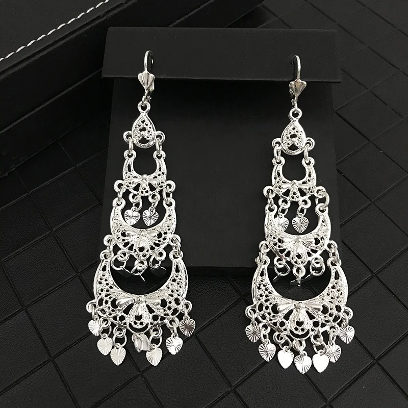 Algerian Style Fringe Earrings Carved Butterfly Wings Design Wedding Pendant Earrings Jewelry For Women