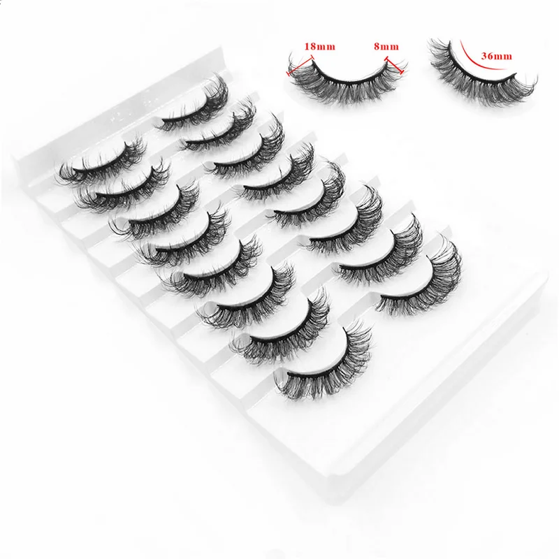 Faux-cils naturels en vison 5D, 8 paires, Volume spectaculaire, Extension pour maquillage, cils en soie