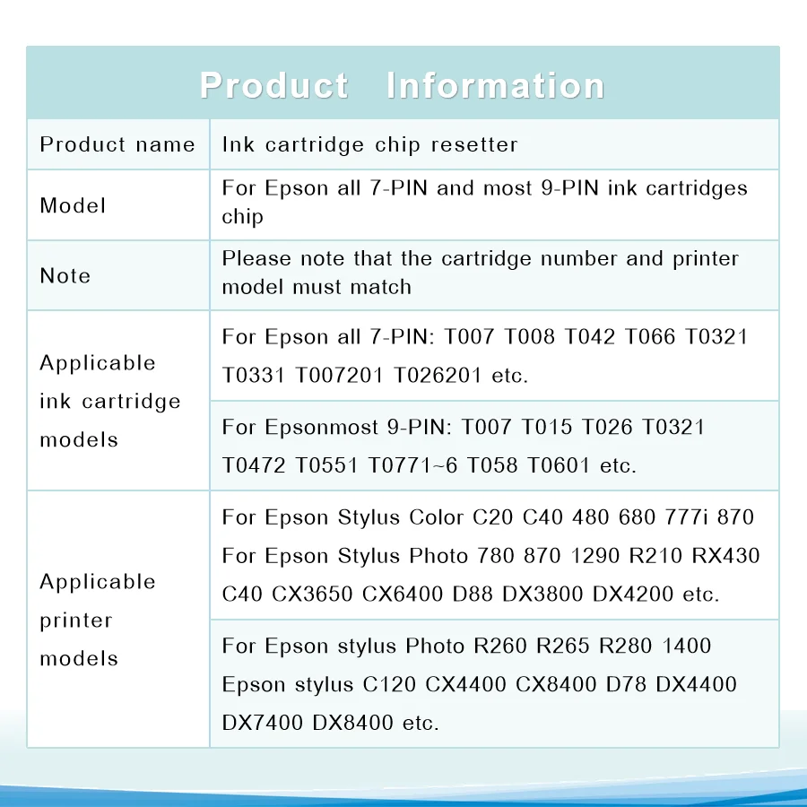 Cartuchos de tinta para impresora Epson, herramienta de restauración de chips de 7 pines y la mayoría de 9 pines, 007, 037, 0341, Envío Gratis