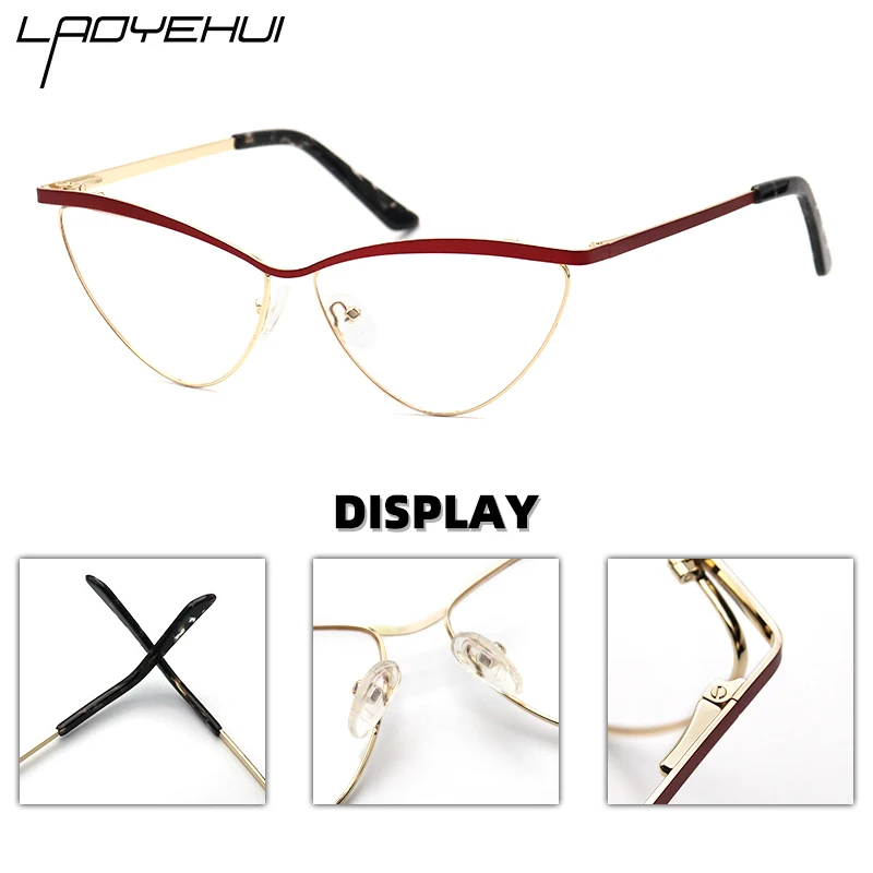 Anti Blue Light Glasses Frame Women Prescription Optical Metal Eyewear Eyeglasses Frames Fashion Cat Eye Glasses Women\'s 2022