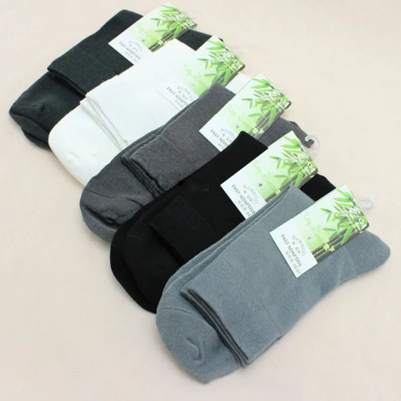 5 Pairs Mans Bamboo Fiber Socks Soft Comfortable Solid Black White Casual Business Dress Formal Socks Men Crew Sock Calcetines