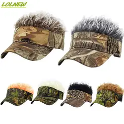 Men Cap Hat Casual Camouflage With Spiked Hairs Wigs Visor Hat Sunshade Adjustable Sun Visor Baseball Cap  Baseball Hip Hop Hats