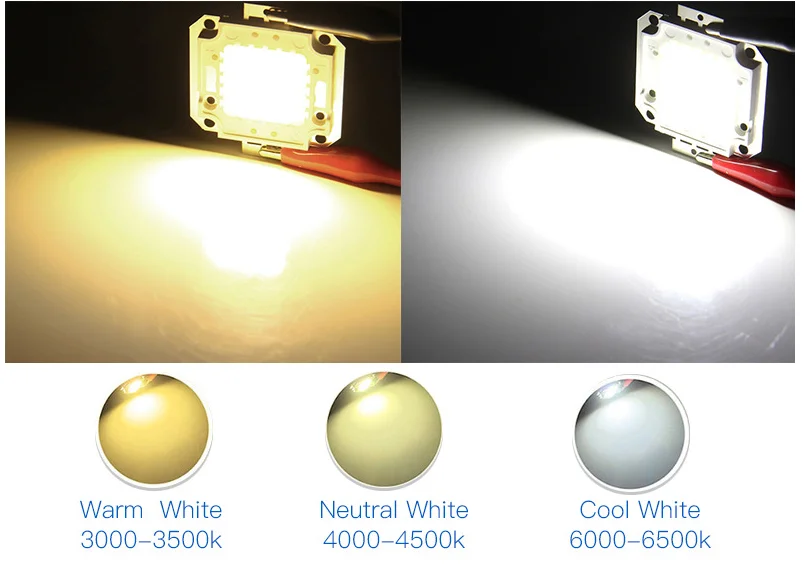 20pcs LED COB High Power 10W 20W 30W 50W 70W 100W 35*35MLI 30V Lamp Bead White/Warm White COLD Taiwan Huga Chip for Street lamp