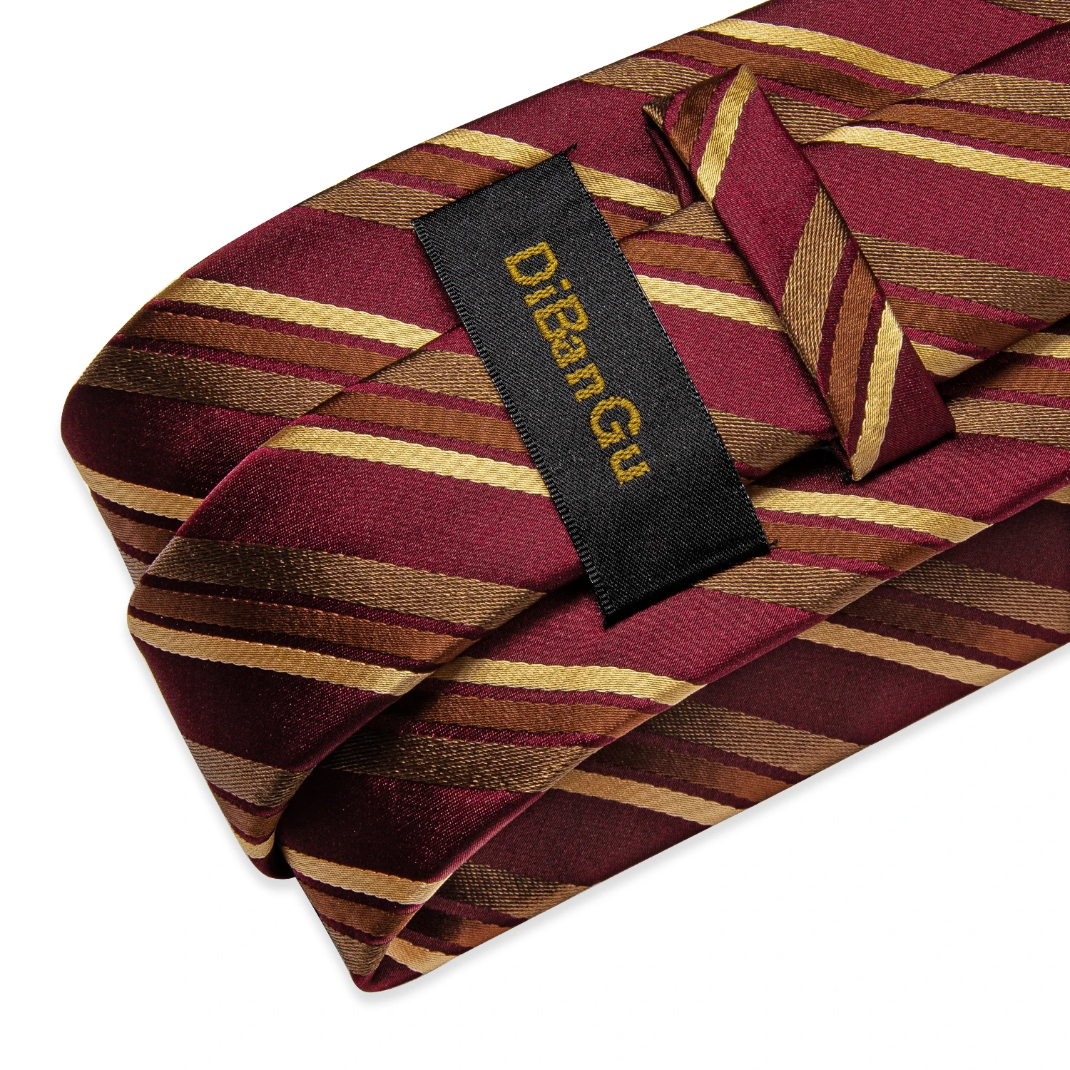 Gold Striped Red herren Krawatten Business Hochzeit Hals Binden Tasche Platz Manschettenknöpfe Krawatte Ring Geschenk der Männer Gravata DiBanGu – Detail 14