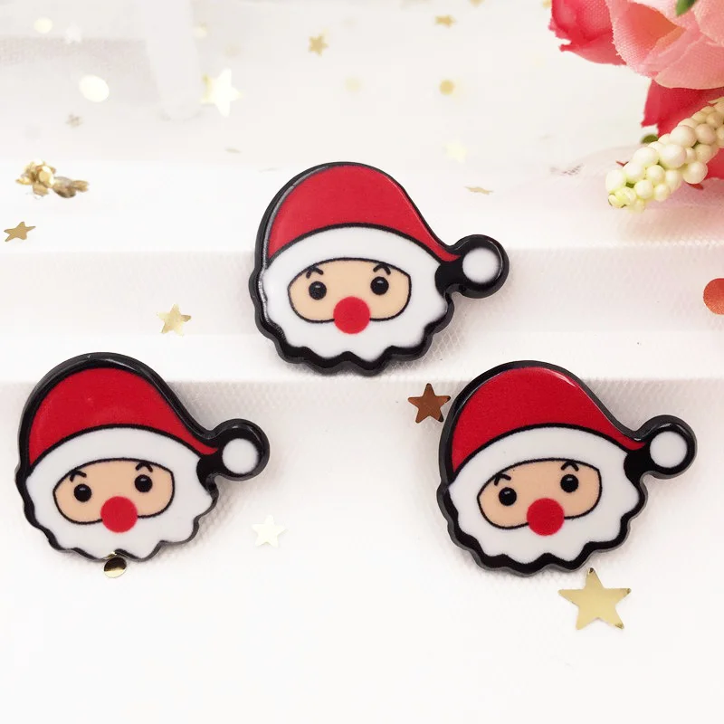 Kawaii Colorful   Santa's head Flat Back Acrylic Sheet Miniature Pattern 8 Pcs  Applique DIY Scrapbook Christmas Decor Crafts