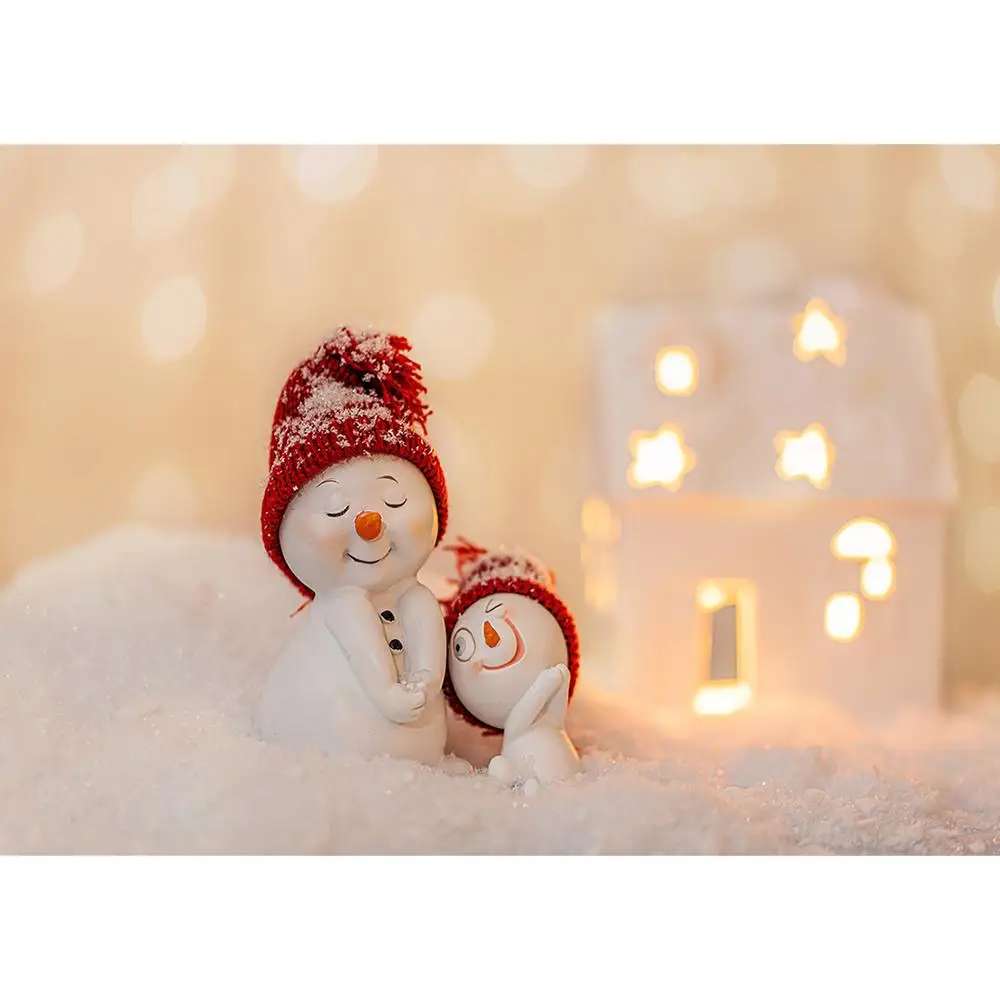 Photo Backgrounds Winter Snowman Flare Bokeh Christmas Custom Backdrop for Family Children Baby Photoshoot Photography Props