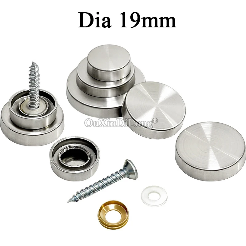 2000PCS 304 Stainless Steel Diameter 19mm Decoration Covers Billboard Decoration Nails Glass Fasteners Mirror Fixing Screw FK964