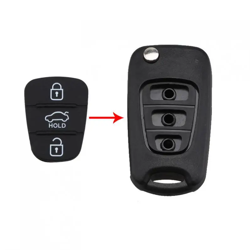 3Buttons Rubber Pad Insert Replacement Fit for Hyundai Solaris Accent Tucson l10 l20 l30 Kia Rio Ceed Flip Remote Car Key Shell