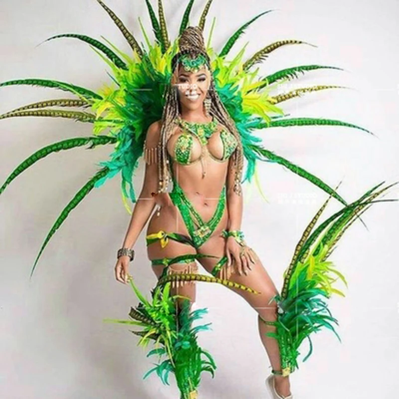 Summer Bikini Party samba dance wear Bar feather Costume Business Performance Costume