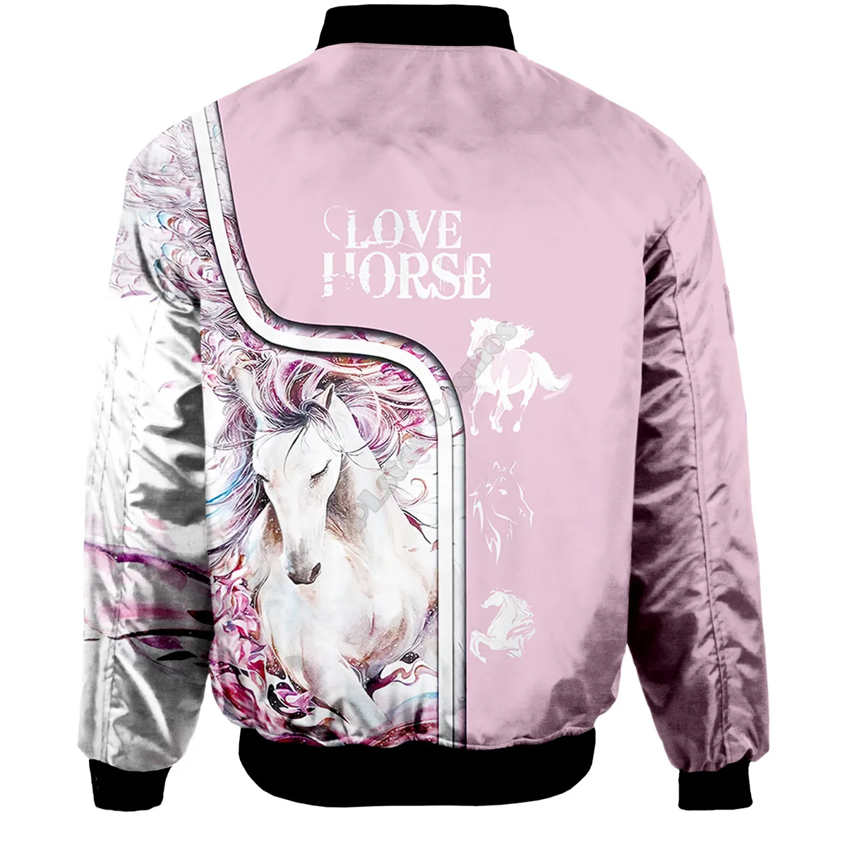 Men For Women Winter Bomber Jackets Love Horse 3D Printed Autumn Winter Zipper Galaxy Flight Jacket Casual Unisex Harajuku Coat