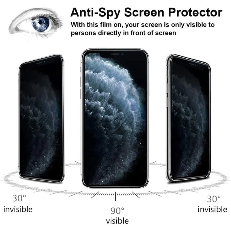 1-2Pcs Private Tempered Glass for iPhone 14 13 12 11 16 17 18 Pro Max Anti-Spy Screen Protectors for iPhone 15 16 Plus