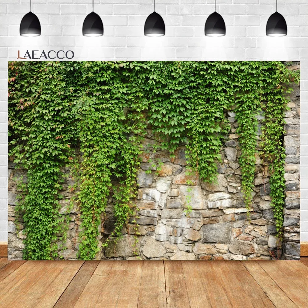 Laeacco Brick Wall Flowers Grass Grunge Portrait Baby Birthday Photo Backdrop Photography Backgrounds Wedding Photocall Studio